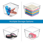 iDesign Linus Plastic Drawer Organizer, Storage Container for Vanity, Bathroom, Kitchen Drawers, 3" x 3" x 2", Set of 2, Clear - size: 3 x 3 x 2, style: Pack of 2