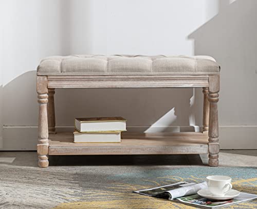 Kmax Storage Entryway Bench Tufted Shoe Rack Bench Wood Window Bench for Hallway Entrance Bedroom Corner-1 Seat, Beige - color: Beige, size: Storage- 1 Seat