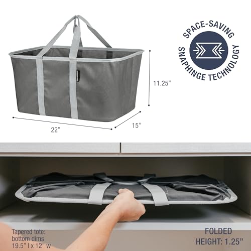 CleverMade Collapsible Laundry Tote 2-Pack (50L) – Foldable Carry-All Storage Bin for Laundry, Car Trunk, RV, Dorm & Home Organization - Charcoal - color: Charcoal Gray