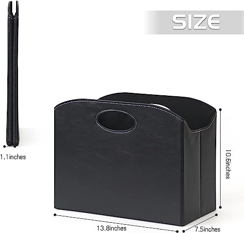 EZDeco Magazine Holder Foldable Magazine Rack Floor PU Leather File Holder Newspaper Book Storage Magazine Basket Document File Folder Organizer for Office Home (Black-2) - color: Black-2