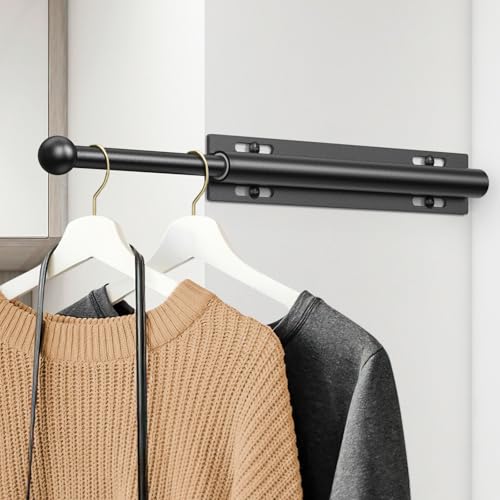 Supforce 16.5" Valet Rod for Closet Pull Out, Retractable Slide Out Valet Rod Closet Organization, Aluminum Valet Clothing Hanger Rods Perfect for Suits, Dresses & Freshly Pressed Clothes, Black - color: Black, size: 16.5IN