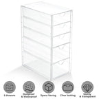 Prsildan Acrylic Drawer Makeup Organizer with 5 Drawers, Hair Accessories Organizer, Office Desk Organization, Clear Stackable Storage Drawers for Vanity, Countertop, Craft, Jewelry - style: 5 Drawers