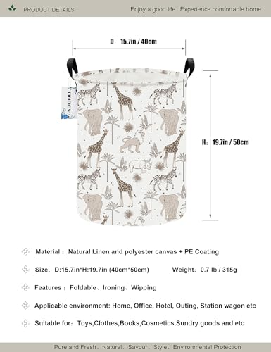 Round Waterproof Laundry Basket,Foldable Storage Basket,Laundry Hampers with Handle,Gift Basket,Suitable for Children's Room and Toy Storage (Animals) - color: Round Animals