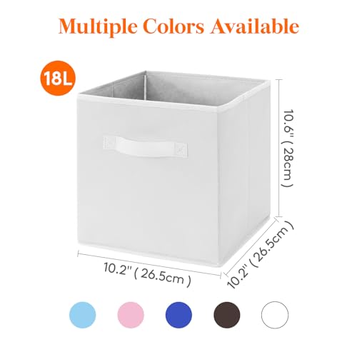Lifewit Storage Cubes, Foldable Decorative Fabric Storage Baskets for Organizing Home Organizers with Handles for Shelves, Closet, 11 Inch Bins, 18L White, 6 Packs - color: White, size: 6pcs-11INCH