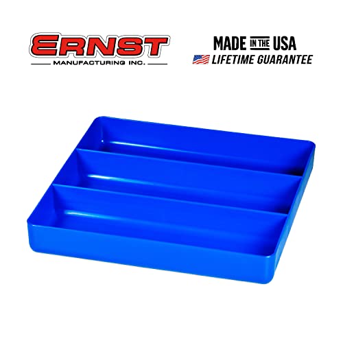 Ernst Manufacturing Toolchest Tray: Stackable Garage Organizer Tray in Blue with 3 Compartments - For Trades, Mechanics, Electricians, Plumbers, Household Use, Hobbies - Heavy Duty - Made in the USA - color: Blue, size: 10.5" x 10.5" x 1.5"