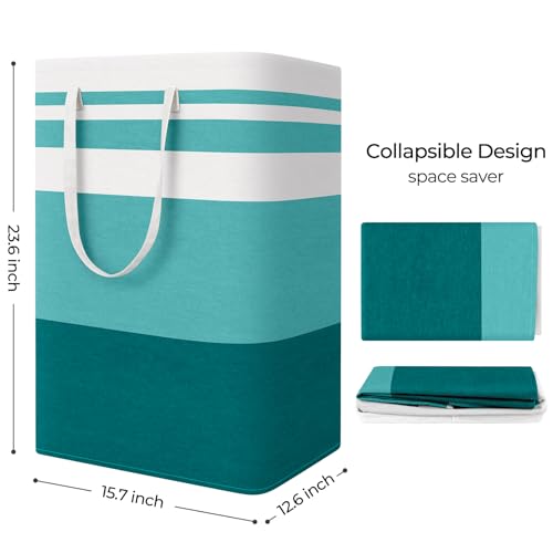 StorageRight Large Collapsible Laundry Basket Hamper with Easy Carry Handles，Freestanding Clothes Hampers for Laundry, Bedroom, Dorm, Towels, Toys, 75L, Green - color: Green, size: 75L