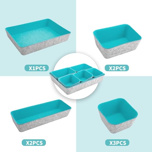 8pcs Drawer Organizers, Separators, Storage Box,Felt Storage Bins Inserts Tool Containers Toy Basket Shelf Cubes Foldable Drawer Dividers Desk Organisers- Blue&Grey - color: Blue&Grey