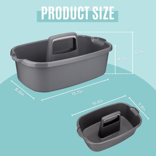 Cleaning Caddy Organizer with Handle, Gray Plastic Bucket for Cleaning Supplies Products, Cleaning Tool Storage Tote, 2 Pack - color: Gray, size: 2 Pack