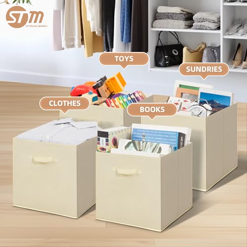 STORAGE MANIAC Storage Cubes, 13 Inch Collapsible Storage Bins with Handles, 8 Pack Fabric Foldable Bins for Organization, Durable Storage Bins for Closet, Shelves, Offices, Toys, 8-Pack Beige - color: Beige-8 Pack, size: 13 INCH