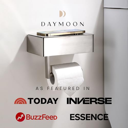 Day Moon™ - Toilet Paper Holder with Shelf - Modern Roll Holder for Bathroom - 1 Pack - Wall Mount - with Storage, Brushed Nickel - color: Brushed Nickel, size: Storage 1 Pack