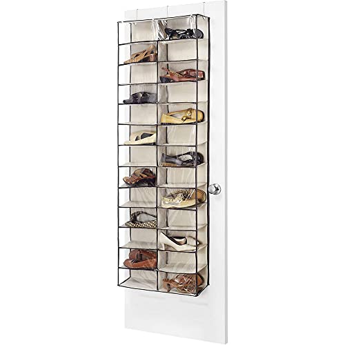 Whitmor Over the Door Shoe Shelves - size: 26 Pocket Transparent & Beige