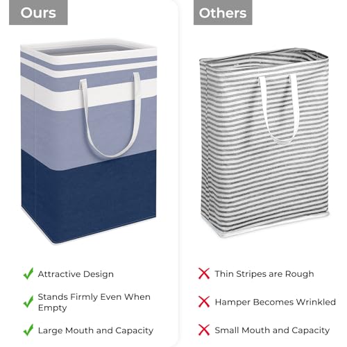 HomeHacks 2-Pack Large Laundry Basket, Waterproof, Freestanding Laundry Hamper, Collapsible Tall Clothes Hamper with Extended Handles for Clothes Toys in the Dorm and Family (Blue, 88L) - color: Blue, size: 88L