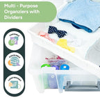 Best Kept Super Satchel Double Deep with Lift-Out Tray and Removable Dividers, Stackable Home Storage Organization Container, Clear with Sliver Latches and Handle - style: Lift-Out Tray & 8 Lower Removable Dividers