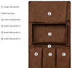Sofa Armrest Organizer with Spill-Resistant Drink Tray, Multi-Pocket Non-Slip Couch Arm Caddy for Remote Control, Phones, Snacks, Universal Fit for Sofa, Recliner & Armchair - color: coffee