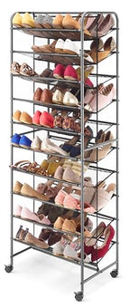 Whitmor 10-Tier Double Sided Shoe Cart, Gunmetal - size: 10-Tier,Gunmetal