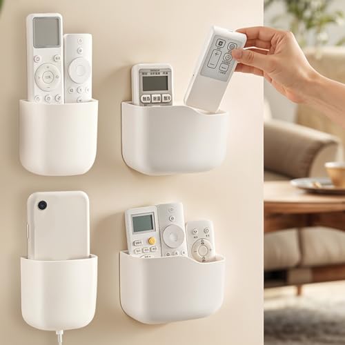 Wall Mount Remote Control Holder, Adhesive Phone Charging Holder, Universal TV Remote Organizer, Controller Storage Organizer Box with Adjustable Divider for Phone,Room, Bedside, Office (S*2+L*2) - color: S*2+L*2