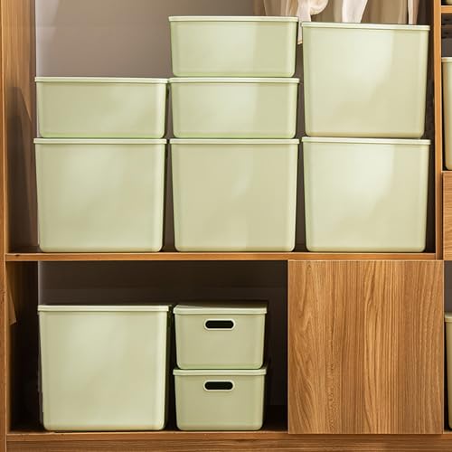 10 pack large plastic White storage bins with Lids, Toy Box Chest with Handle，Organizer Containers Baskets for Baby,Nursery，Shelves，Playroom, Bedroom，Office,Closet，home (Light Green, 5XL+5S) - color: Light Green, size: 5XL+5S