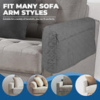 2Pcs Sofa Armrest Cover, Waterproof Armchair Slipcovers with Side Pocket, Couch Arm Covers, Easy Installation Armrest Organizer, Sofa Arm Protector for TV Remote Phone (Grey)