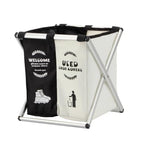 Foldable Disposable Shoe Cover Box Dispenser, Thickened Oxford Fabric Storage Bin Holder with Welcome Please Cover Your Shoes and Used Shoe Covers Sign for Open House Supplies(Black, White)