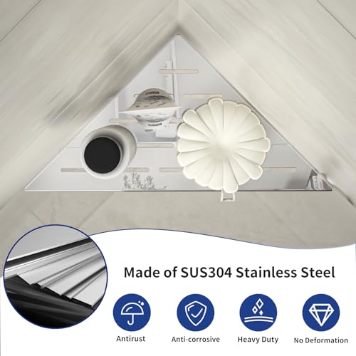 Corner Shower Shelf 10" Polished 304 Stainless Steel Recessed Corner Shelves with Slot Design Bathroom Grout in Shelf for Tiled Wall, 2 Pack - color: Polished, size: 10"-2 Pack