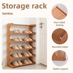Shoe Rack,Small 6 Tier Shoe Organizer Storage Shelf,Bamboo Narrow Shoe Closet,Small Space Shoe Rack,for Entryway Closet 18.89×7.48×31.88inch - size: 6 Tier-18.89" Wide