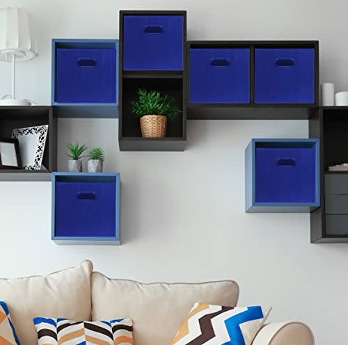 Simple Houseware Foldable Cube Storage Bins with Handles, 11-Inch, Dark Blue, 6-Pack, Fabric Cubes Organizer for Closet or Shelves - color: Dark Blue