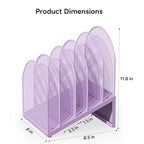 5-Section Desk File Organizer, Metal Mesh Folder Organizer for Documents, Mail & Office Papers (Purple) - color: Purple