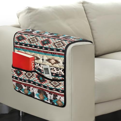 Aztec Tribal Geometry Leopard Print Couch Arm Cover Recliner Arm Rest Covers Washable Sofa Armchair Protector for Pet Dog Cats Easy to Install - color: Aztec Tribal Geometry Leopard
