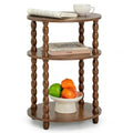 3-Tier Oval Side Table with Solid Wood Legs, Small End Table with Storage Shelves for Living Room Bedroom, Modern Night Stand Accent Table for Small Spaces, Easy Assembly - size: Oval(12.6''x15.7''x22.8'')