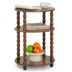 3-Tier Oval Side Table with Solid Wood Legs, Small End Table with Storage Shelves for Living Room Bedroom, Modern Night Stand Accent Table for Small Spaces, Easy Assembly - size: Oval(12.6''x15.7''x22.8'')