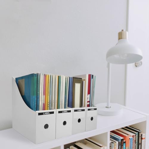 Limitliho 24 Pack White Cardboard Magazine File Holder for Desk, Shelves, Office or Home, Vertical Book Bins for Classroom and Library Use, 10.6'' H×10.2'' L ×3.5''W Folder Organizer Box - color: White
