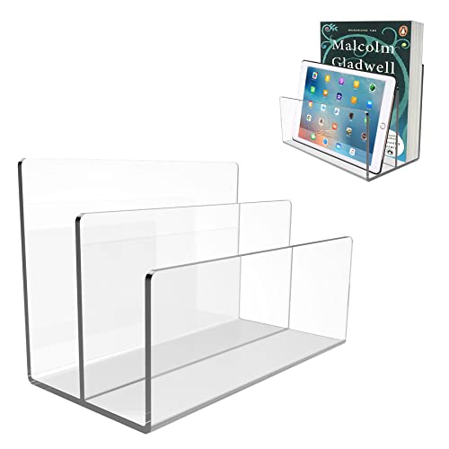 Boloyo Acrylic File Holder,1PC 2 Sections Clear File Organizer Mail Letter Sorter Desktop Folder Holder for Home Office School Envelope Bill Filling Paper Document - color: Clear, size: 2 Sections(1PC)