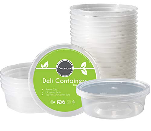 DuraHome - Deli Containers with Lids 8 oz. Leakproof - 40 Pack Plastic Microwavable Clear Food Storage Container/Slime Premium Heavy-Duty Quality, Freezer & Dishwasher Safe - size: 8 oz. (40 Sets)