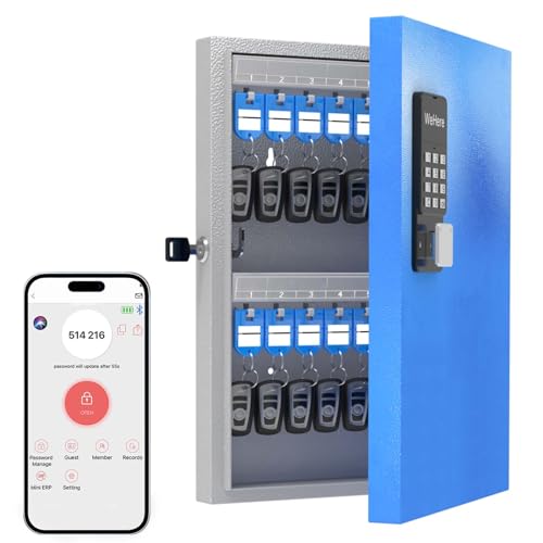 32-Key Smart Key Lock Box Wall Mount – Commercial Key Cabinet with App, Keypad, Bluetooth & WiFi Unlock (Sold Separately), Access Log Tracking, Key Management System for School, Office - size: 32 keys (Smart)