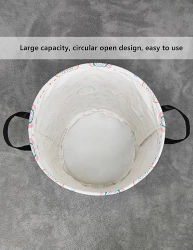 QUEENLALA Large Storage Basket,Laundry Hamper/Bathroom/Home Decor/Collapsible Round Storage Bin,Boys and Girls Hamper/Boxes/Clothing（Round-Rainbow） - color: Round-Rainbow