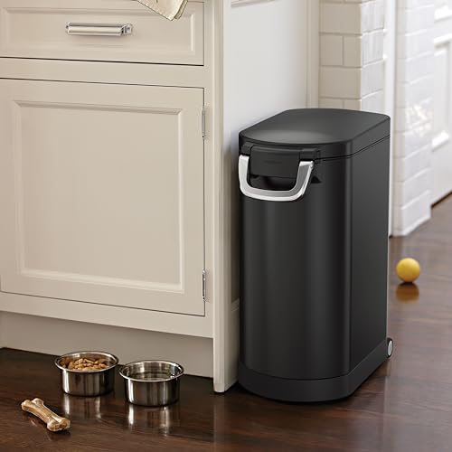 simplehuman 30 Liter, 32 lb / 14.5 kg Large Pet Food Storage Container for Dog Food, Cat Food, and Bird Feed, Matte Black - color: Matte Black, size: Large