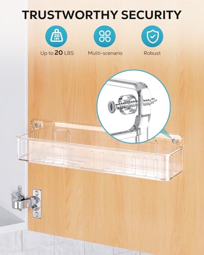 Nieifi Spice Rack Wall Mount, 4 Pack, Clear, Screw or Adhesive Installation, Spice Rack Organizer for Your Kitchen Cabinet or Pantry Door - color: Clear