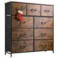 WLIVE 9-Drawer Dresser, Fabric Storage Tower for Bedroom, Hallway, Entryway, Closet, Tall Chest Organizer Unit with Fabric Bins, Steel Frame, Wood Top, Easy Pull Handle, Rustic Brown Wood Grain Print - color: Rustic Brown Wood Grain Print