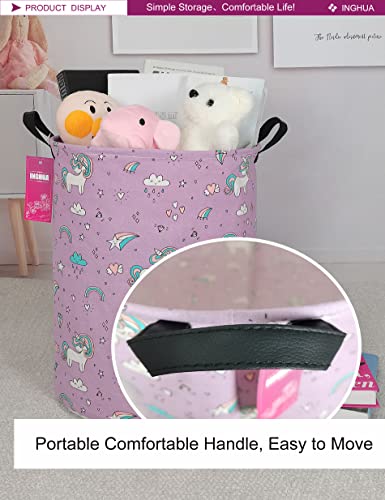 Laundry Hamper Large Canvas Fabric Lightweight Storage Basket/Toy Organizer/Dirty Clothes Collapsible Waterproof for College Dorms, Boys and Girls Bedroom,Bathroom(Unicorn) - color: Unicorn