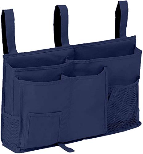 Sugaroom Bedside Organizer - Caddy Storage Bunk Bed to College Dorm & Hospital Rails, Blue - color: Dark Blue, size: Large