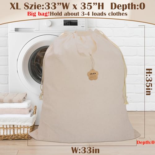 Cotton Canvas Laundry Bag 33"Wx 35"H, Thick Cotton Laundry Bag with Handles & Drawstring, Extra Large Heavy Duty Washable Basket Liner Hamper Liner Storage Sack (Natural XL, 1 Pack) - color: Natural, size: XL 33"W x 35"H┃1 Pack