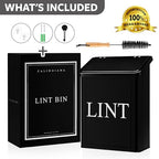 Calindiana Modern Farmhouse Metal Magnetic Lint Bin with Lid and Laundry Room Organization and Storage Wall Mount Space Saving Washer and Dryer Trash Can (Black (LINT Brush Set)) - color: BLACK (LINT BRUSH SET)