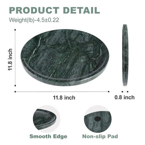 Karibiber Natural Marble Serving Tray, 11.8in Marble Round Tray, Green Stone Bathroom Tray for Countertop, Decorative Vanity Trays, Coffee Table Trays, Jewelry & Perfume Holder - color: Green