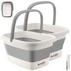 Collapsible Foot Bath Basin for Soaking Feet,Foot Soak Tub,Plastic Foot Bucket with Handles and Massage Acupoint,Foldable Laundry Basket-Gery (2 Pack) - color: Gray, size: 2 Pack