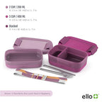 Ello 2-Pack Lunch Stack Plastic Food Storage Container Bento Box with Airtight, Leak-Proof Locking Plastic Lids and Silicone Base, BPA-Free, Freezer, Microwave, and Dishwasher Safe, Raspberry - color: Raspberry