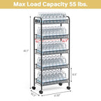 TOOLF 5-Tier Metal Utility Cart with 3 Hooks, Easy Assemble Mobile Storage Trolley On Wheels, Metal Shelving Units Kitchen Bathroom Laundry Room - color: Black, size: 5-Tier