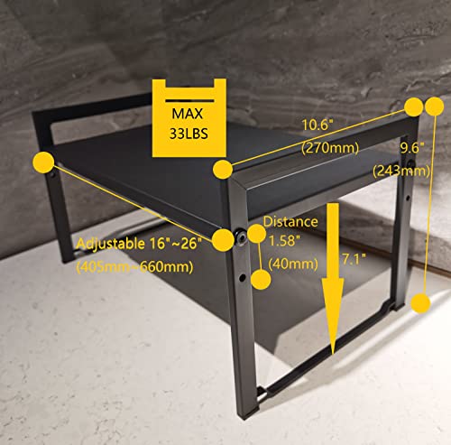 Expandable Cabinet Shelf Organizer 16-26" L Stackable Kitchen Counter Shelf Sink Rack Countertop Storage Black (Wide 10.6”D) - color: Black, size: 10.6"D (wide) - 1 Pack
