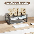 Ekisemio 2-Tier Computer Monitor Stand Riser, Desk Organizer for Monitor, Black