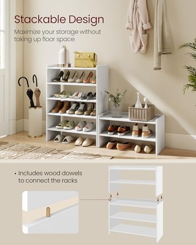 VASAGLE Shoe Rack for Closet, Stackable Shoe Organizer Shelf for Entryway, 3 Tiers, 11.7 x 24.4 x 21.3 Inches, White ULBS063WZ01S - size: 3 Tiers (24.4"W)