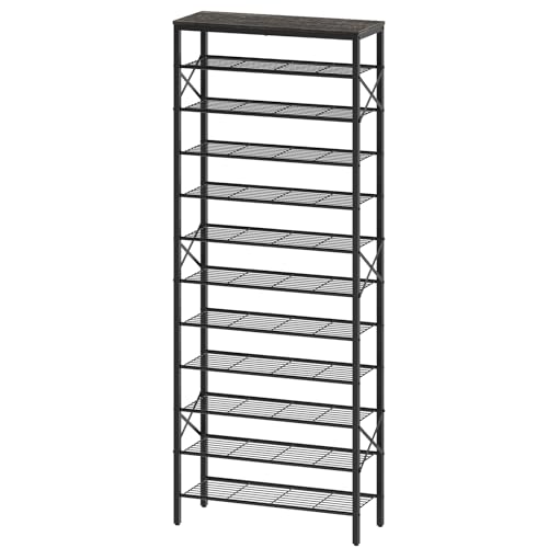 YATINEY 12 Tier Shoe Rack, Large Capacity Shoe Storage Organizer Holds 48 Pairs, Sturdy and Stable, for Entryway, Hallway, Closet, Dorm Room, Charcoal and Black SS12BC - color: Charcoal + Black, size: 27.8" x 10.8" x 79.3"
